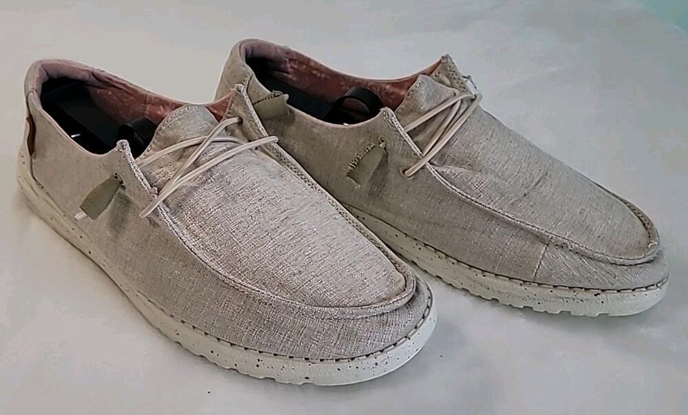 Hey Dude Wendy Chambray White Nut Slip On 10 Comfy Casual Travel Work Everyday